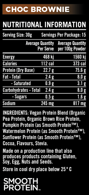 Rapid Vegan Plant Protein Choc Brownie ingredients